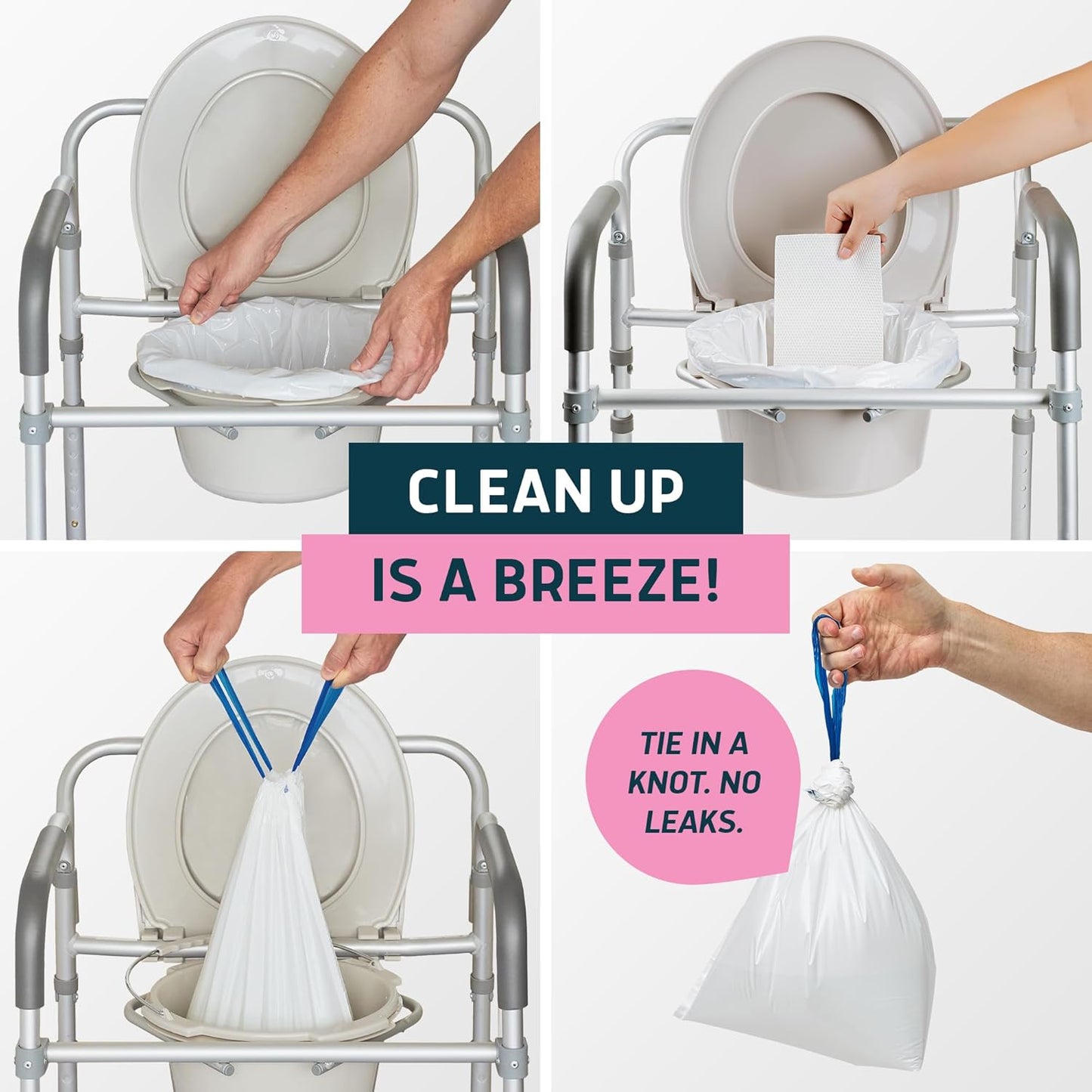 Lunderg 150 Count Value Pack - Rose Scented Disposable Commode Liners and Absorbent Pads for Adult Chairs and Portable Toilets