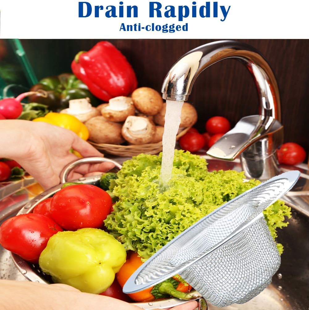 2 Pcs Heavy Duty Stainless Steel Slop Basket Filter Trap, 4.41" Top / 2.44" Mesh Metal Sink Strainer, Perfect for Kitchen Sink/Bathroom Bathtub RV Wash Basin Floor Drain Balcony Drain Hole