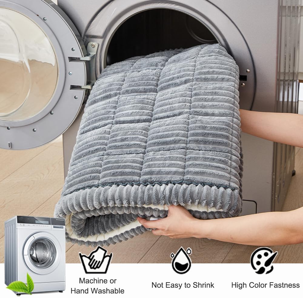 Couch Cover for Dogs Washable, Fuzzy Pet Couch Covers for 2 Cushion Sofa Pet Friendly, Non Slip Sofa Cover (Blue-Grey, 23.6" x 47"/60 x 120cm)