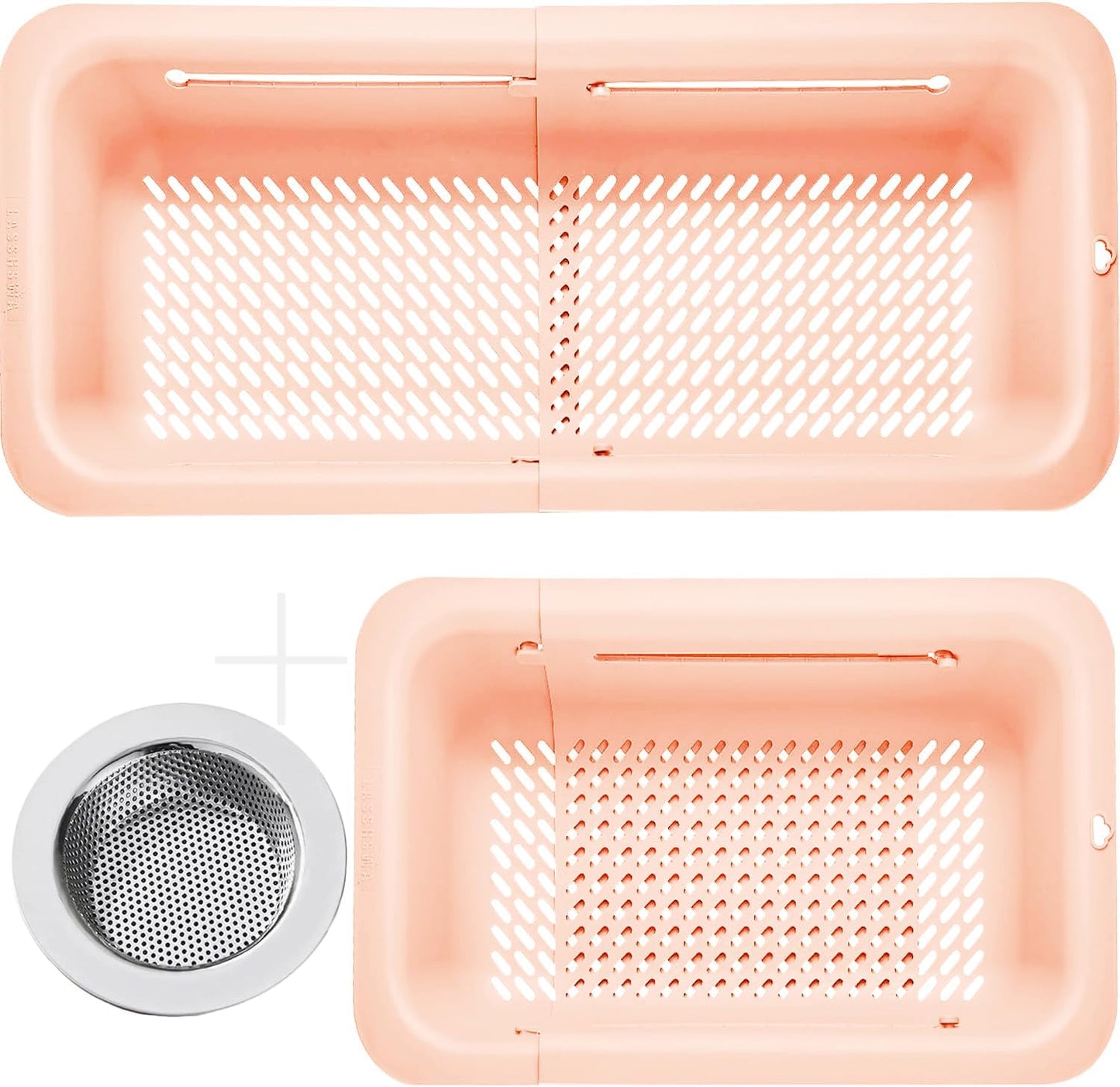 LASSHSWA Collapsible Colander and Strainer for Kitchen, Over the Sink Strainer Basket for Kitchen, Fruit Pasta Food Strainer Expandable Plastic Colander with A Sink Drain Strainer Stainless Steel