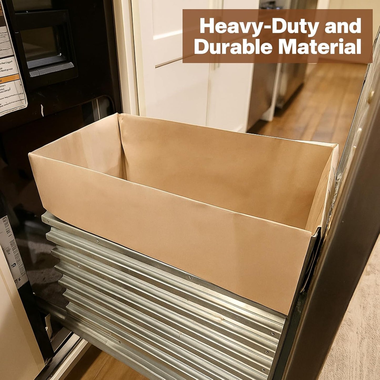 30 Pcs Trash Compactor Bags for Kitchen Pre-Cuffed Heavy Duty Kraft Paper Compactor Bags with Waterproof Liner Reinforced Bottom for Kitchen Use, 20.47 x 15.75 x 8.66"