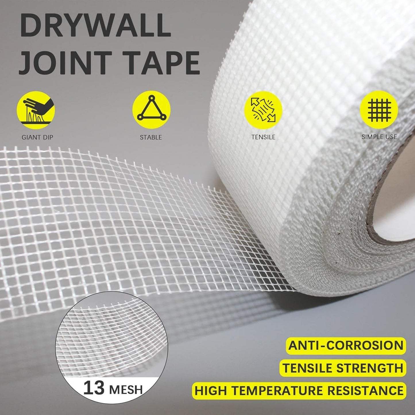 10" 100 Feet Drywall Joint Tape, Self-Adhesive Encrypted Fiberglass Drywall Repair Mesh Tape for Wall Cracks and Seam Patch