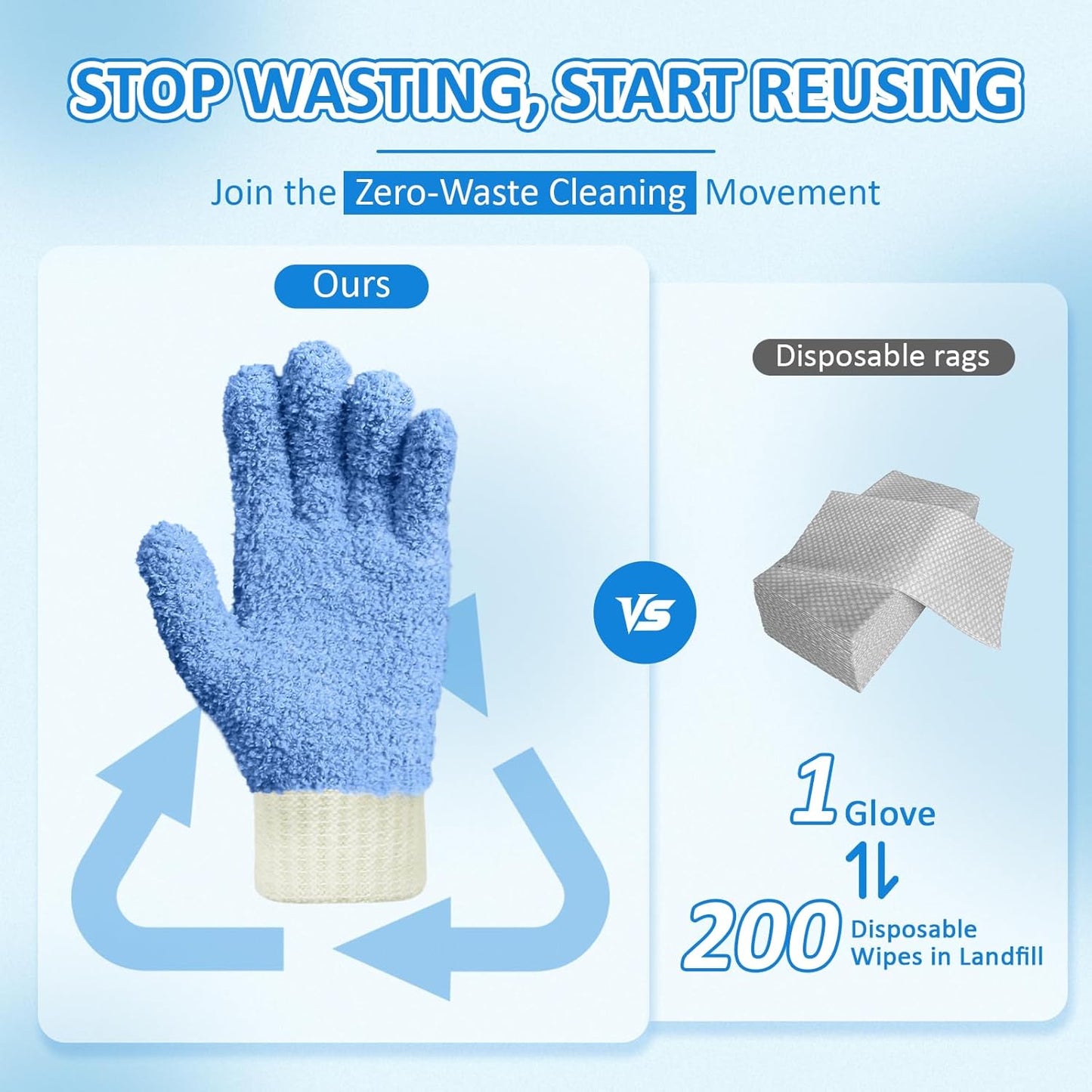 MIG4U Microfiber Dusting Gloves Washable Reusable Cleaning Mittens Gloves Kitchen House Cleaning Car Blinds Multicolor 4 Pairs L/XL