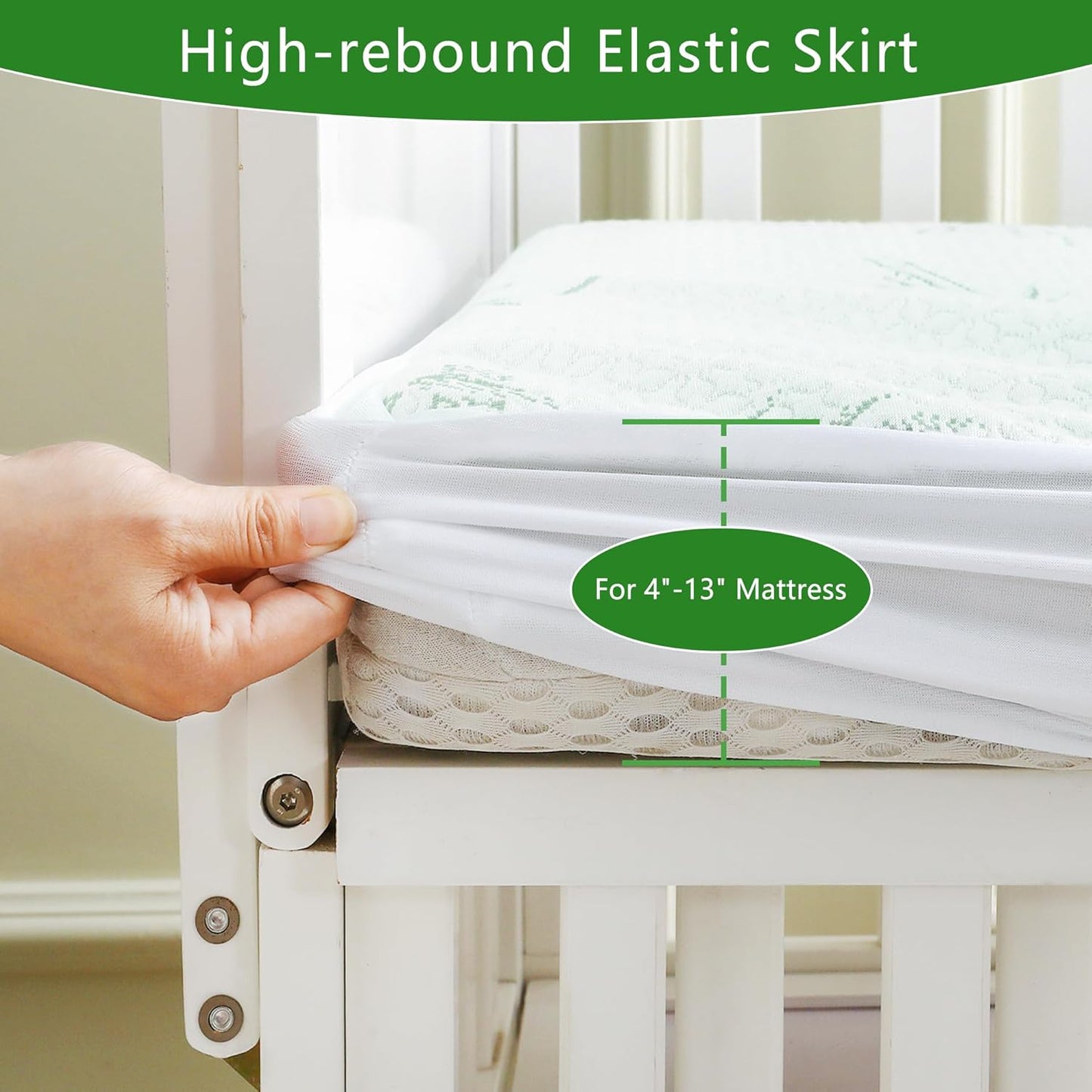 GOONIK Waterproof Mini Crib Mattress Protector, Bamboo Viscose Breathable Mini Crib Mattress Pad Cover for Baby Mattress with 4-13 inches Deep Pocket