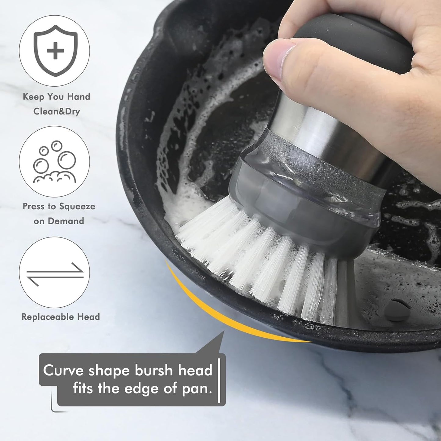 Palm Brush Refills for OXO Steel Soap Dispensing Dish Brush - 8 Pack Cleaning Replacement Brush Head for OXO Palm Brush(Grey)