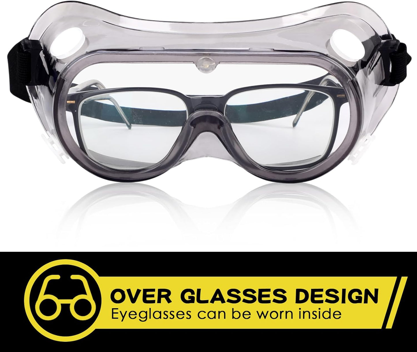 Yunsailing Protective Safety Goggles Lab Over Glasses Clear Anti Fog Eye Protection Goggles for Men Women