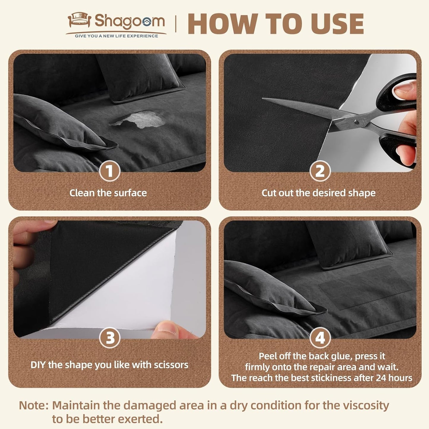 Suede Repair Patch, 17X79 Inch Fabric Large Repair Tape, Self-Adhesive Patches for Furniture, Sofa, Car Interior, Shoes, Hand Bag, Clothing (Grey, 17X79 Inch)