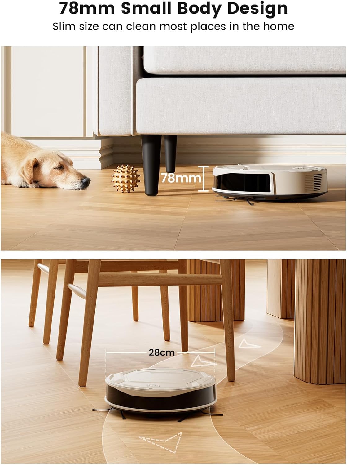 Lefant M210 Pro Robot Vacuum, Strong 2200Pa Suction, 120 Min Runtime, Super Slim Thin, Low Noise, Self-Charging, Wi-Fi/App/Alexa Control, Ideal for Pet Hair & Hard Floors