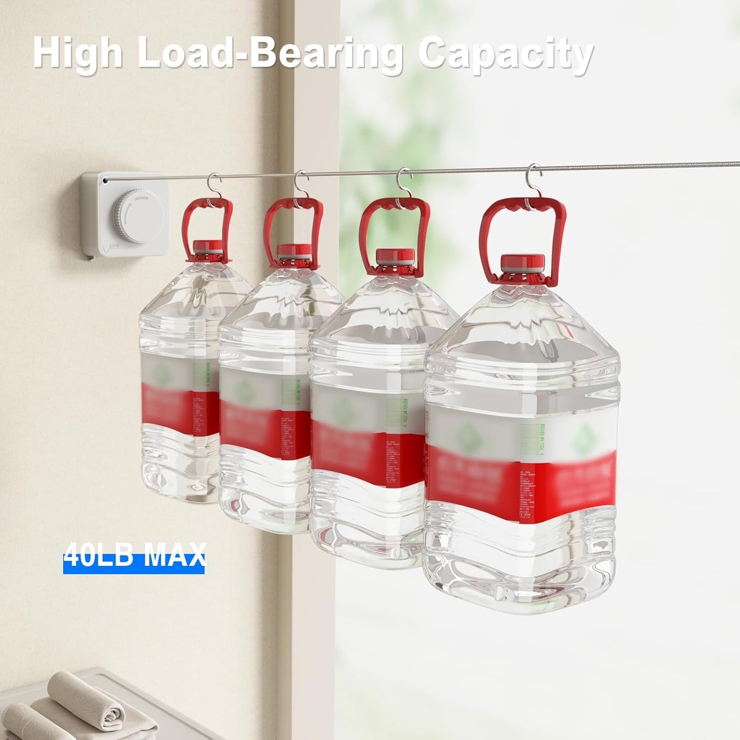 Retractable Clothesline Indoor, Non-Sagging Outdoor Clothes Line Retracting Heavy Duty Clothes Drying Laundry Line Wall Mounted Stainless Steel Line-15.1 Feets(Square-White)