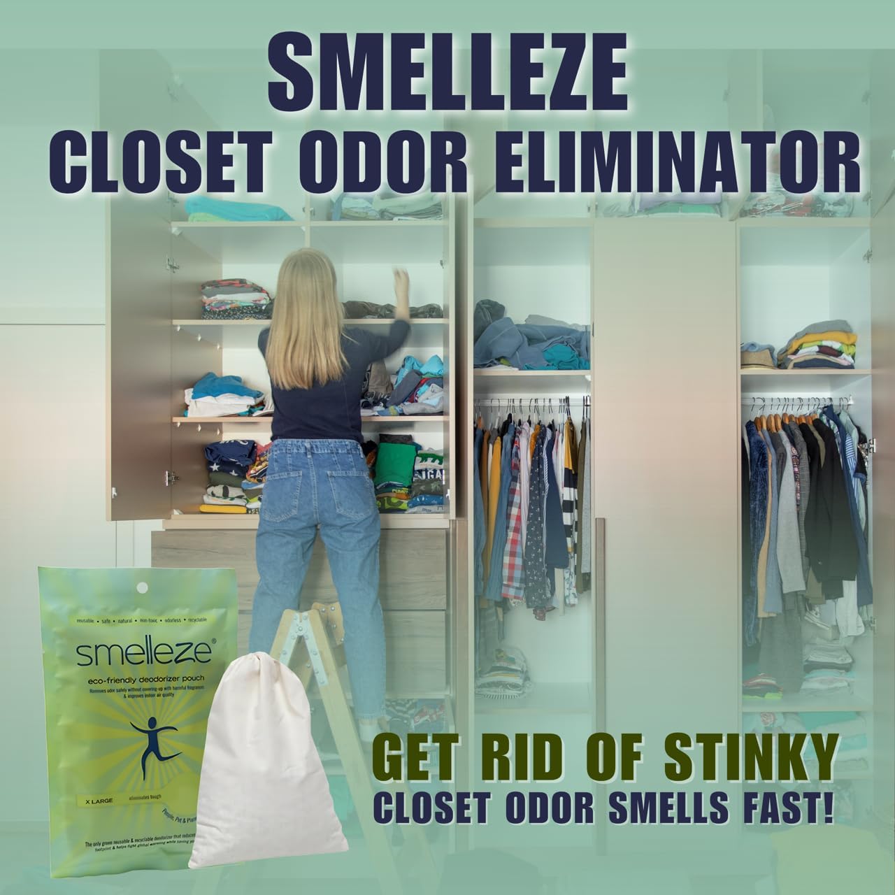 SMELLEZE Reusable Book Smell Removal Deodorizer Pouch: Rids Odor Without Chemicals in 12 Books/Time