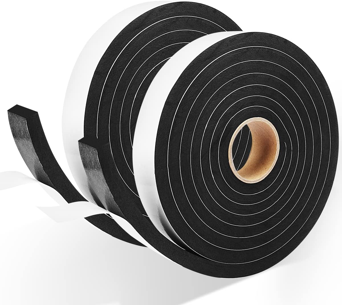 2 Rolls Weather Stripping Door Seal, 1''W x 3/8'' T Foam Tape Single Sided, Adhesive Closed Cell Weather Strip (Total 16 Feet Long)…