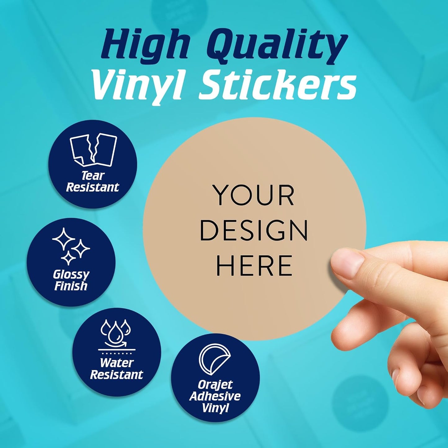 100 Custom Vinyl Stickers - Upload Your own Image, Text, Design, Logo - Personalized Logo Labels for Handmade, Packaging, Bottle, Jars, Candle, Brand Stickers (Brown, 4x4)