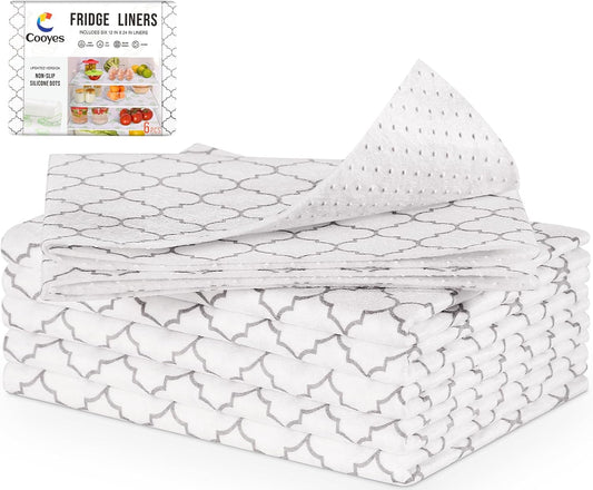 Cooyes 2 in 1 Fridge Liners & Fresh mats for Refrigerator Organizers and Storage, Absorbent Fridge Bin Liners, Home Kitchen Gadgets Accessories Organization Must Haves for Freezer Shelf Drawer Cabinet