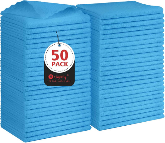 Orighty Cleaning Cloths, Shop Towels 50 Pack, Shop Rags Reusable, Microfiber Cleaning Rags Bulk for Cars, Multi-Purpose Lint Free Towels for Automotive, Mechanic, Kitchen, 11.5’’ x 11.5’’, Blue