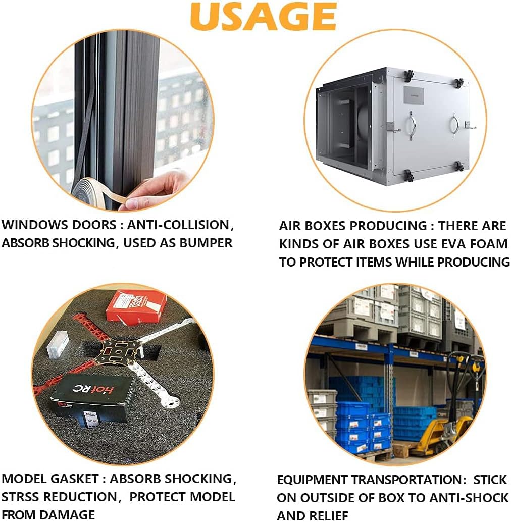 Foam Seal Tape 3-Pack, 1/2 Inch Wide X 1/8 Inch Thick, Neoprene Rubber Weather Stripping for Door Insulation, 59 Feet Total (19.7ft x 3 Rolls)