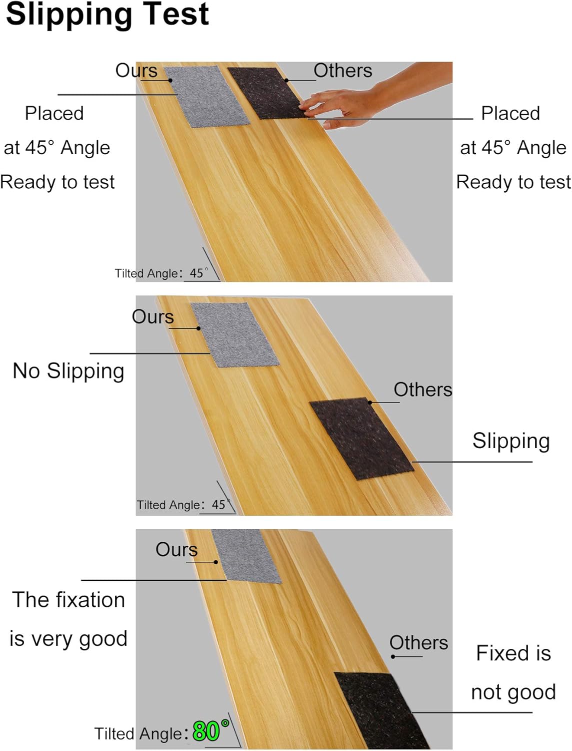 Non Slip Rug Pad Grippers - 4x6, 1/8" Thick, (Felt + Rubber) Double Layers Area Carpet Mat Tap, Provides Protection and Cushioning for Hardwood or Tile Floors