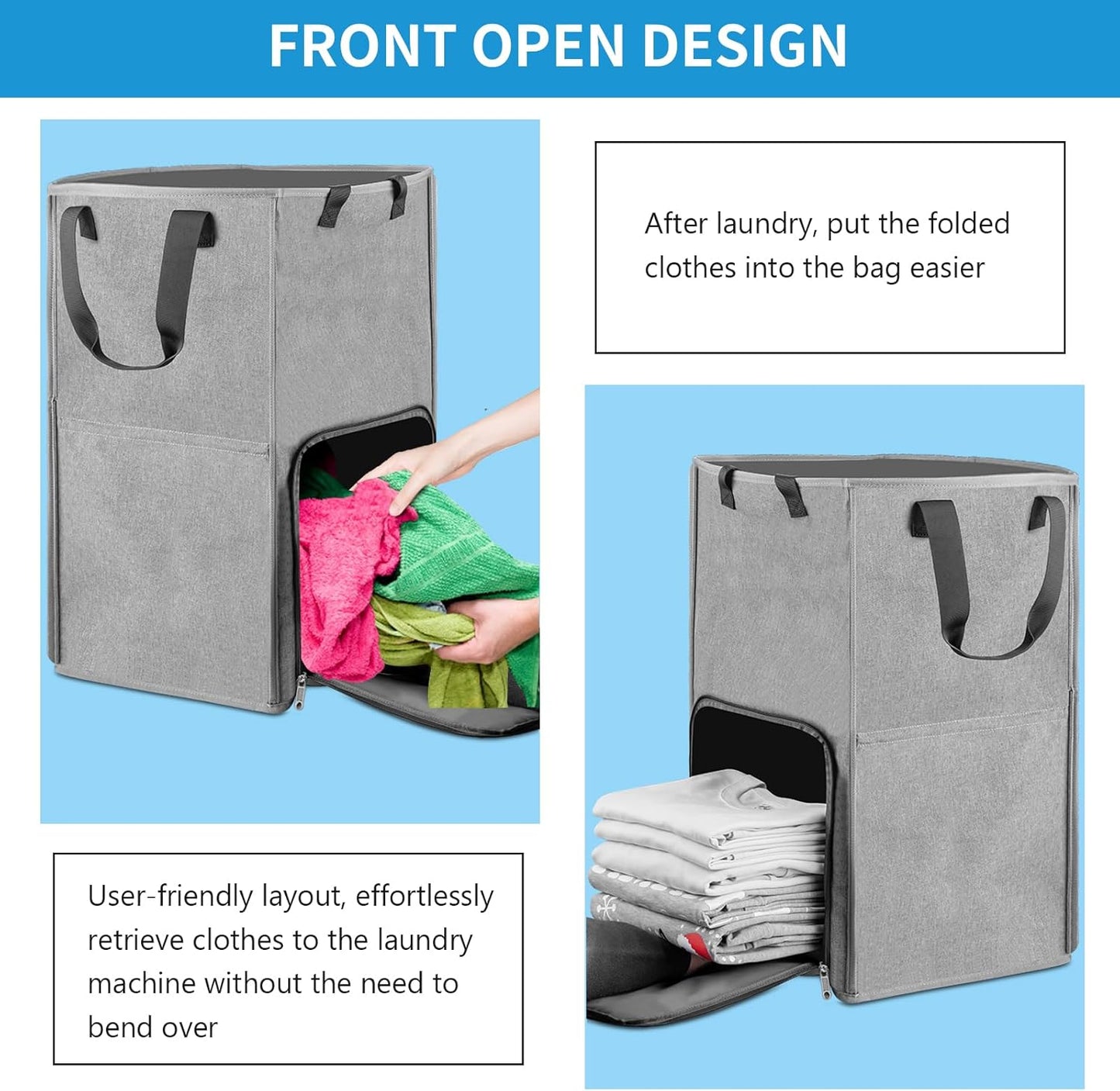 Laundry Backpack Bag, Bukere Extra Large 2 in 1 Laundry Hamper Basket for College Students Dorm Essentials, Adjustable Shoulder Straps, Freestanding Laundry Bag for Apartment, Laundromat, Travel