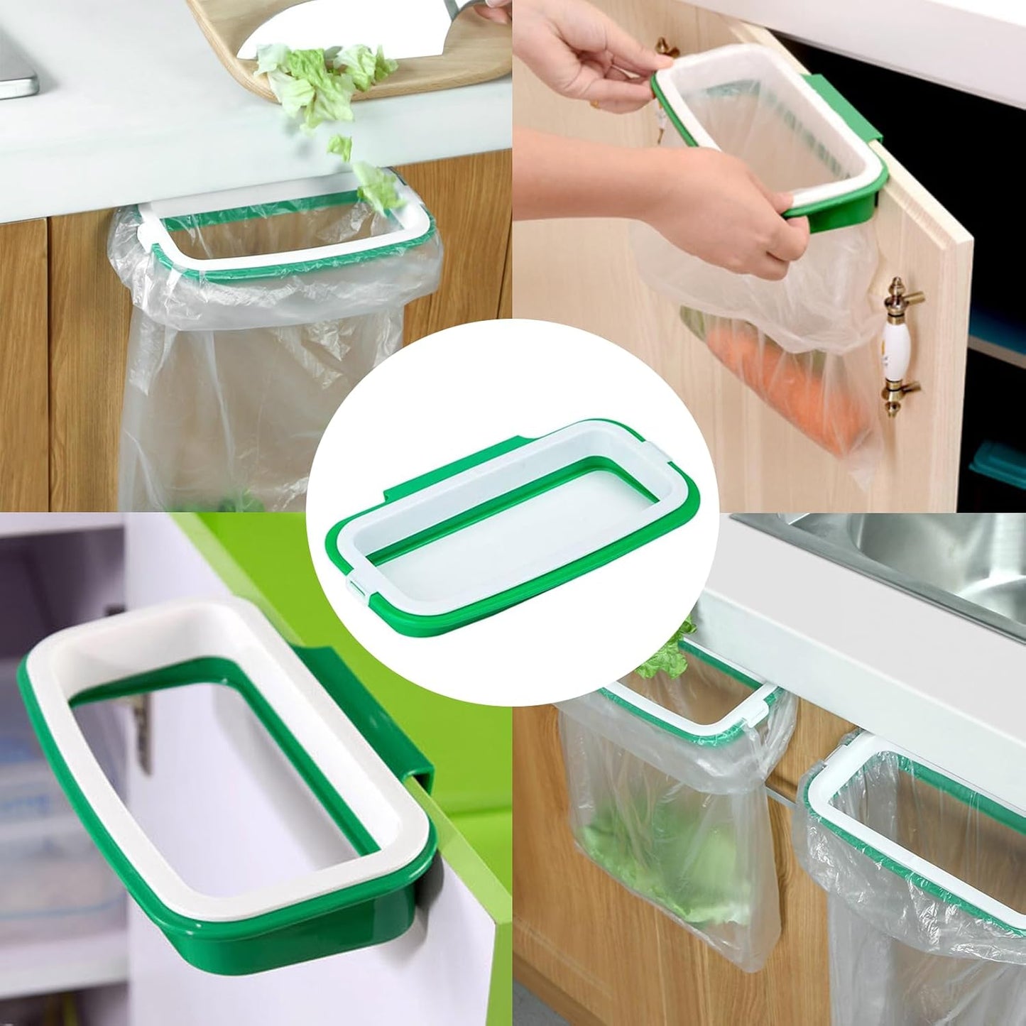 VinBee 5 PCS Portable Trash Bag Holder Hanging Trash Garbage Bag Holder Hanging Kitchen Cupboard Door Back Style Stand Trash Garbage Bags Storage Rack for Kitchen Cupboard