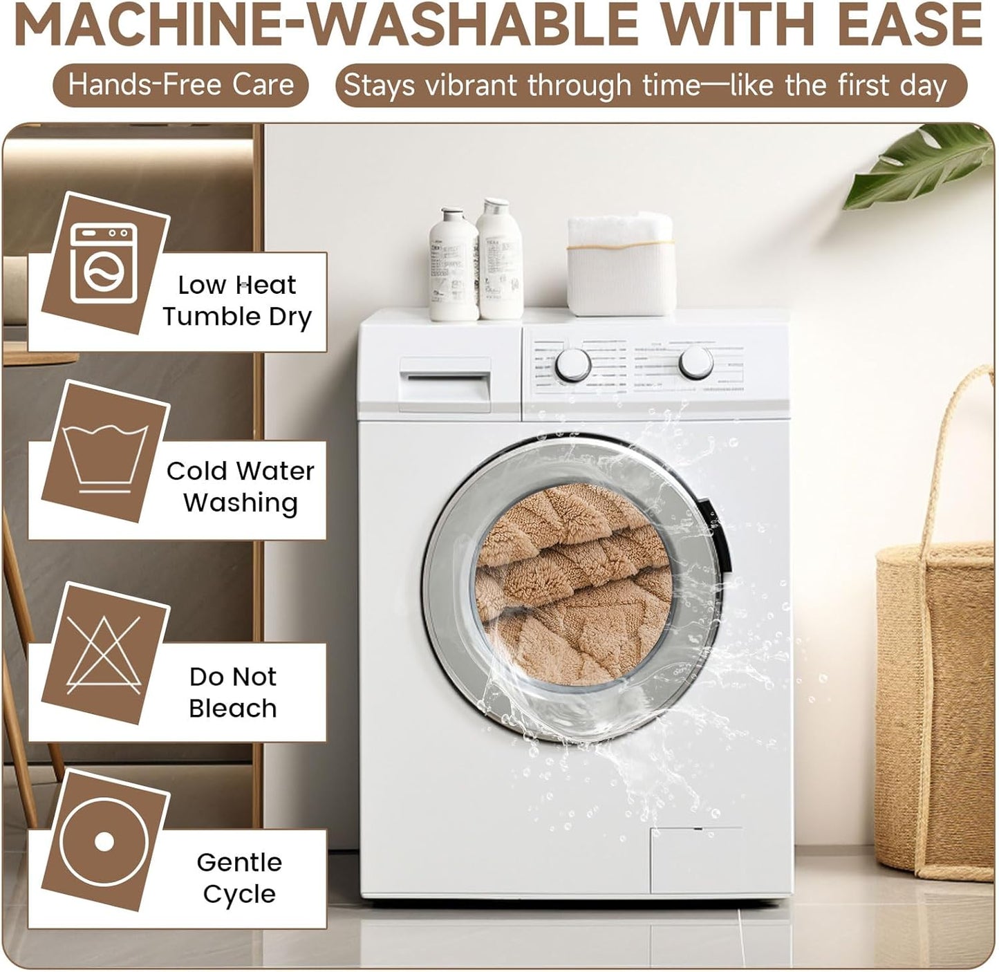 OTOB Pet Couch Covers for 3 Cushion Couch Sofa, Washable & Non Slip Fuzzy Plush Sofa Cushion Covers, All Seasons Geometric Jacquard Modern Soft Dog Bed Mat Slipcovers Protector (Coffee, 27.6"x70.9")