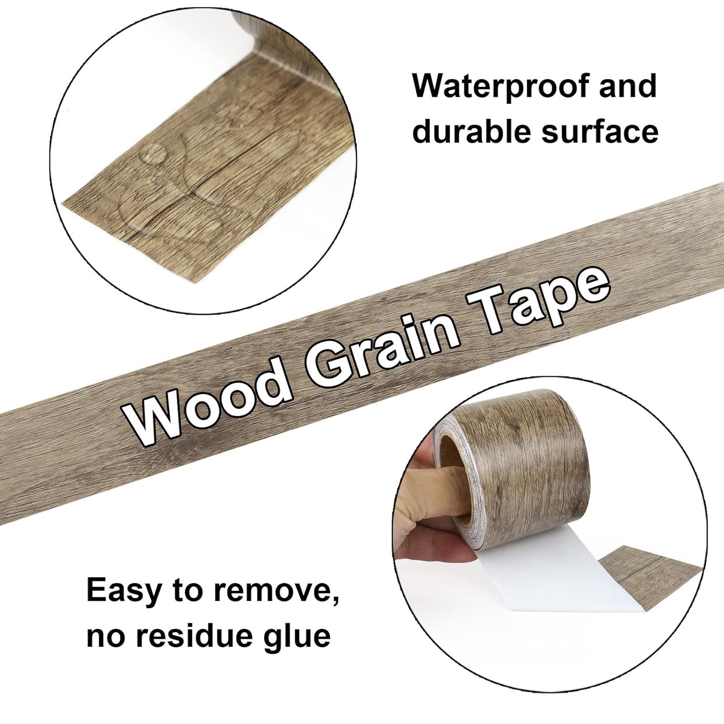 BOMEI PACK Wood Grain Repair Tape,Self Adhesive Repair Patch for Furniture, Floors, Cabinets, Windows, Doors, RV, Home Decor and DIY Projects (1, Grey Coffee)