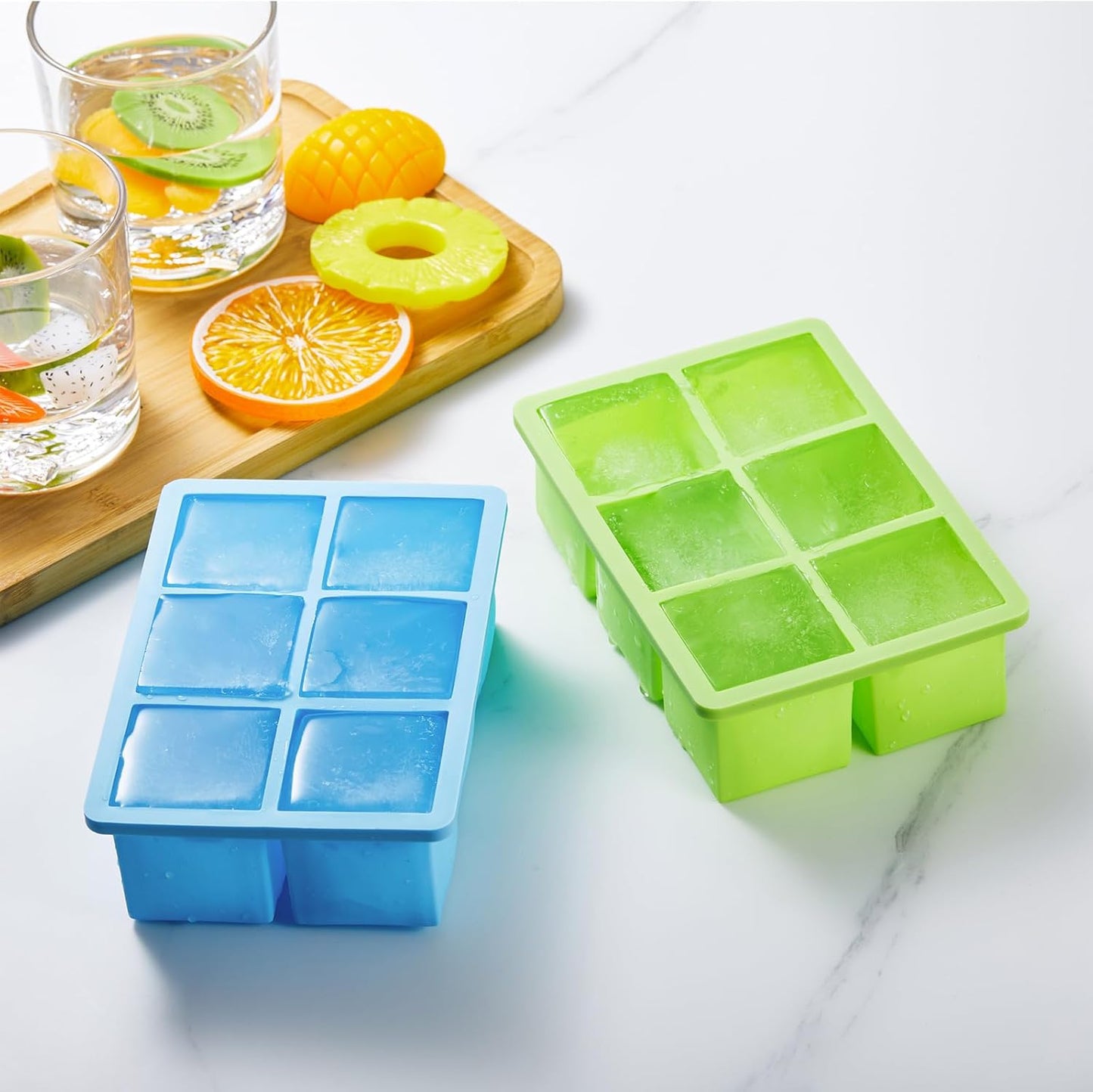 Nax Caki Ice Cube Trays 3 Pack, Large Size Silicone Ice Cube Molds for Whiskey Ice Cube Maker for Cocktail Old Fashioned Big Ice Cube Tray