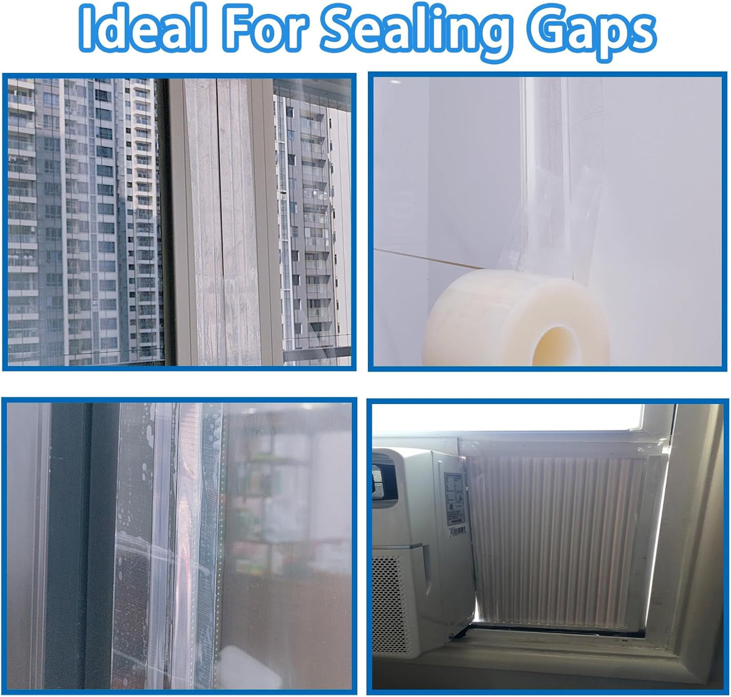 Transparent Window Weather Sealing Tape,Winter Window Seal Kit for Doors, Shower Glass Gaps,No Residue,3 Inch x 55 Yards