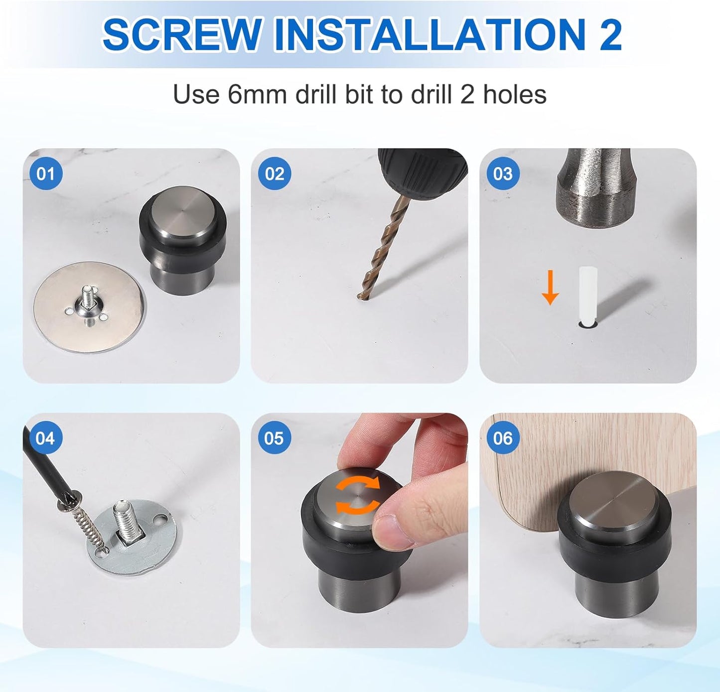 PATIKIL 2Set Round Door Stoppers, 80mm Stainless Steel Door Stop Doorstop Wedge Metal Cylinder Self Adhesive with Screw for Bottom of Door Floor Inside, Gray