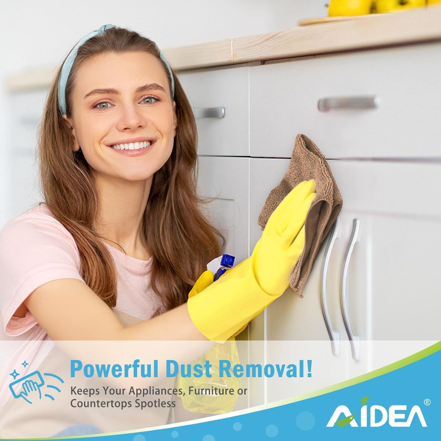 AIDEA Microfiber Cleaning Cloth-12PK, Soft Microfiber Towels for Cars, Absorbent Cleaning Rags, Lint-Free Streak-Free Wash Cloths for House, Kitchen, Window(12in.x12in), Brown