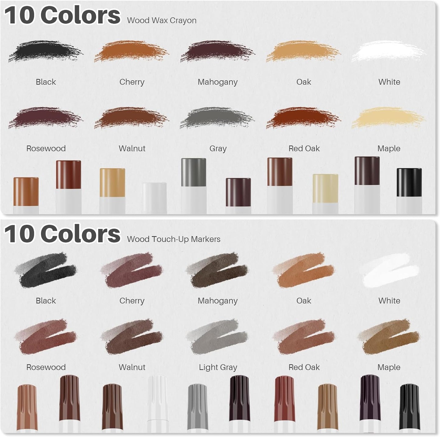 Wood Filler Sticks, Set of 21 Wood Floor Scratch Repair Kit, Wax Sticks for Furniture Markers Repair Any Scratches, Scuffs, Cracks and Nail Holes on Furniture, Floors, Doors, Cabinets, Tables