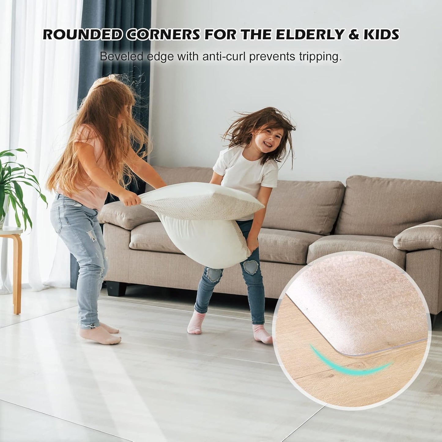 SALLOUS Clear Chair Mat, 47"x36" Office Chair Mat for Hard Floors, Vinyl Desk Chair Mat Protector for Hard Surface (Clear)