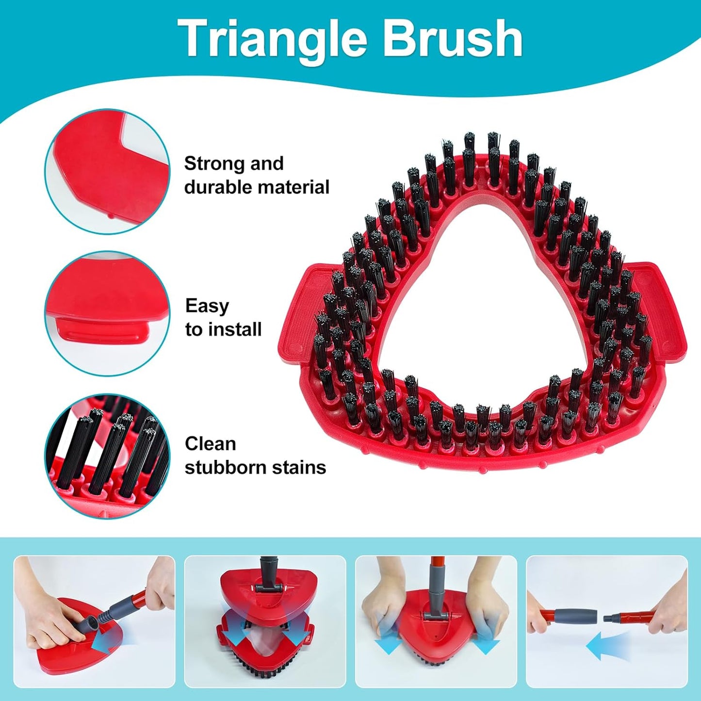 Spin Mop Replace Head, Base, Mop Handle Replacement for OCedar EasyWring 1 Tank System, Include 2 Microfiber Mop Head Replacement, 1 Sturdy Iron 30-58" Mop Handle, 1 Scrubber Head, 1 Spin Base