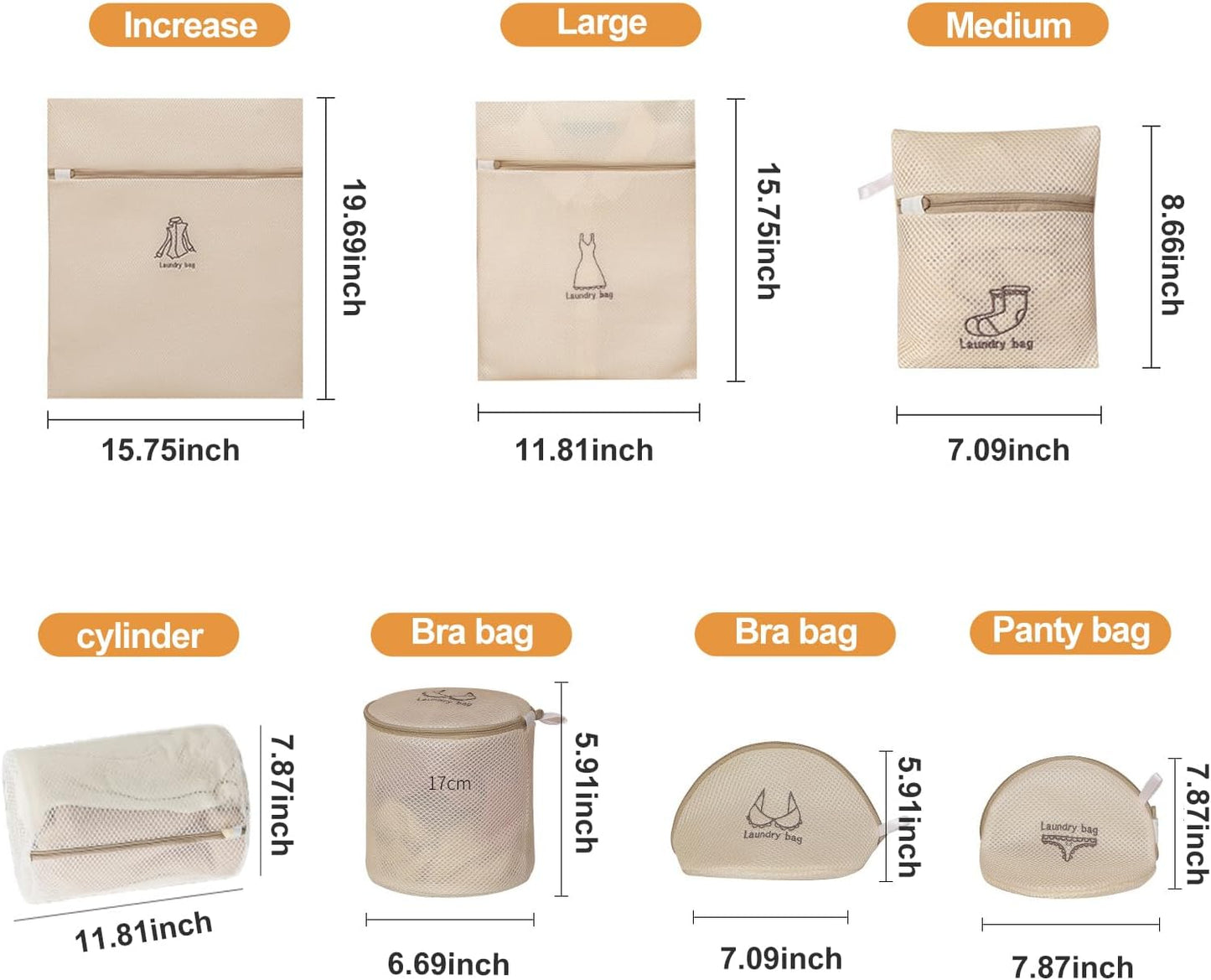 Mesh Laundry Wash Bags Set,7 Piece Set of Laundry Bags with Automatic Zipper, Suitable for Women's Underwear Bags, Women'S Shirts, Skirts, Stockings, Bras