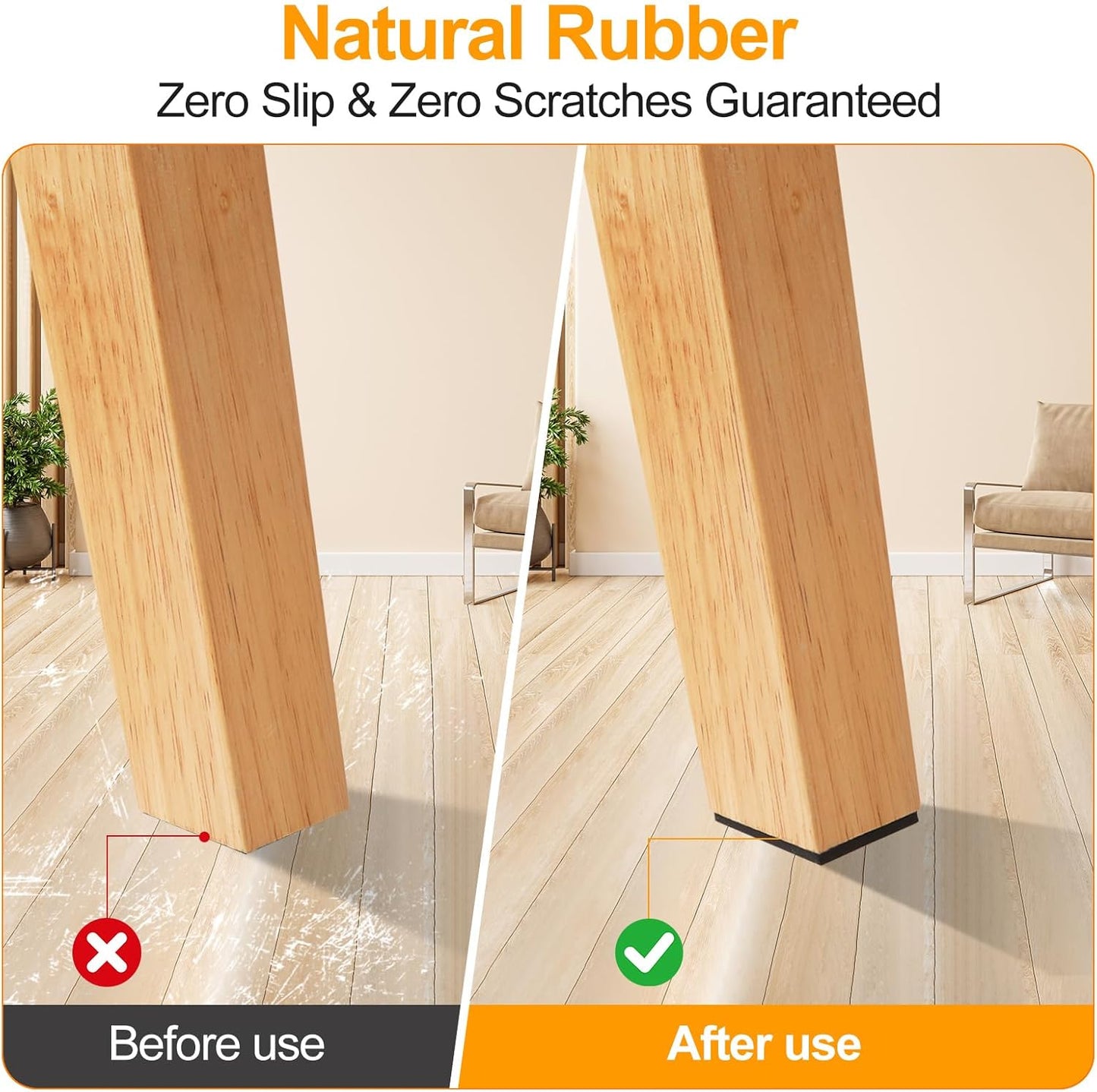 CHUNZEXI Non Slip Furniture Pads - 48 Premium Furniture Grippers Self Adhesive Rubber Furniture Feet, Anti Slide Furniture Hardwood Floor Protector for Keep Couch Stoppers (1 inch Square)