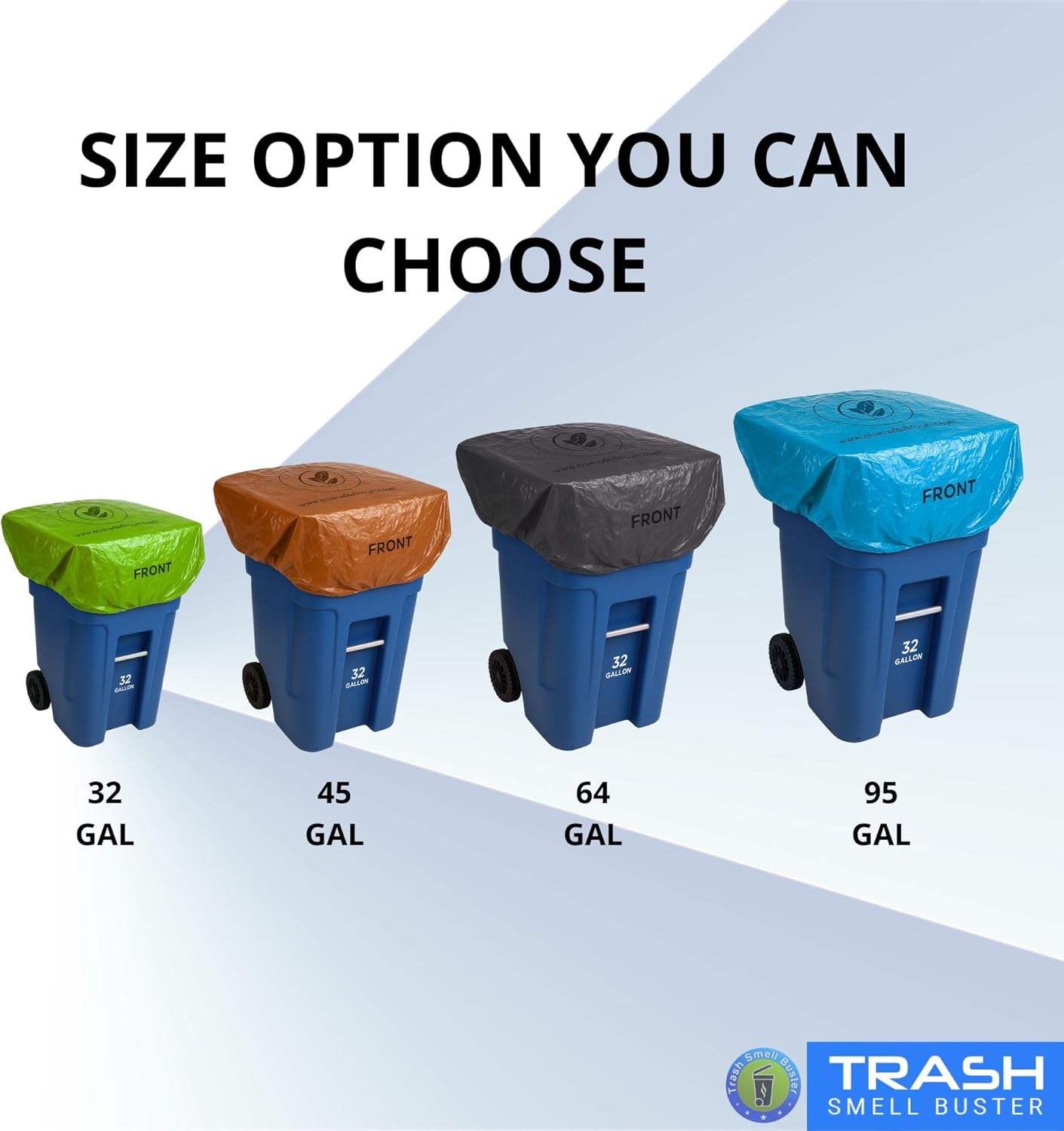 Trash Can Cover Biodegradable Odor Eliminating Bag with Elastic Rubber Band Lemon Scented Durable Chemical Free 95 Gallon 3 Pack