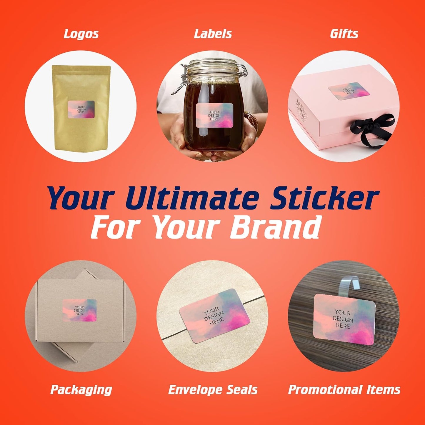 100 Custom Vinyl Stickers - Upload Your own Image, Text, Design, Logo - Personalized Logo Labels for Handmade, Packaging, Bottle, Jars, Candle, Brand Stickers (Rose, 4x2)