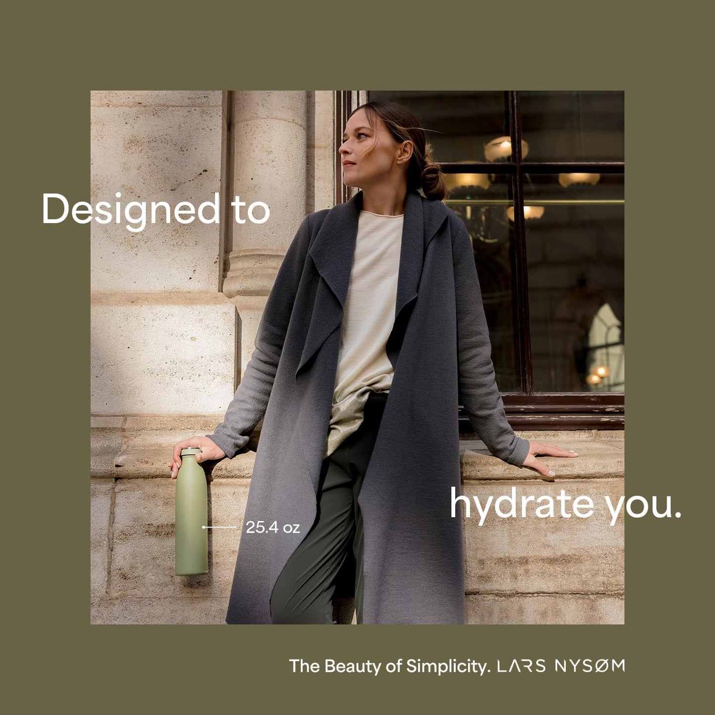 LARS NYSØM Stainless Steel Insulated Water Bottle 12oz 17oz 25oz 34oz 51oz | Insulated Thermo Flask for Hot and Cold Beverages | Leakproof Drinking Bottle (Pine Green, 11.9oz)