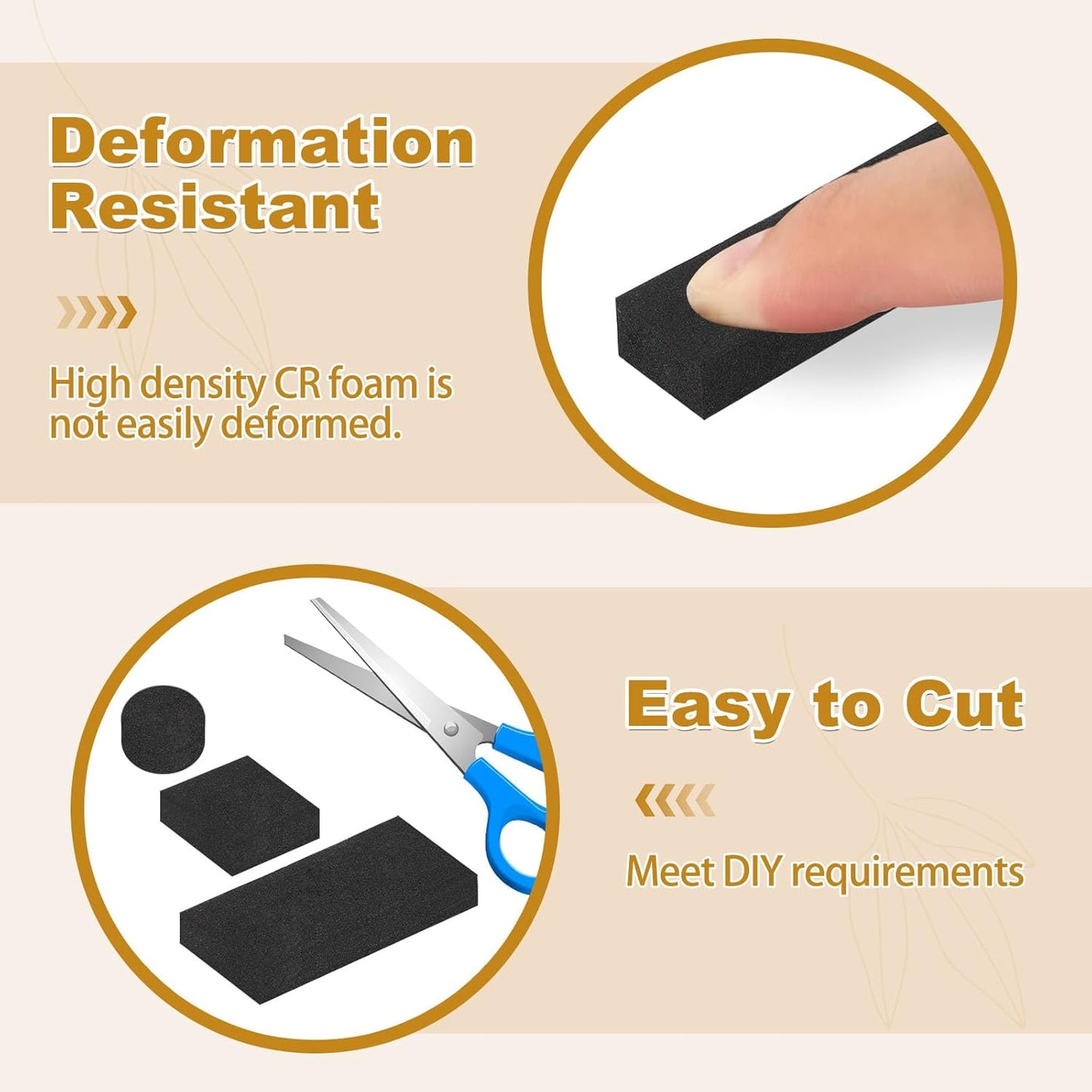 Weather Stripping Self Adhesive 1 in x 1/4 in, Weatherproof Foam Insulation Tapes Soundproof, High Density Seal Strips for Door Window, Easy Cut to Size, 2 Rolls Total 33Ft