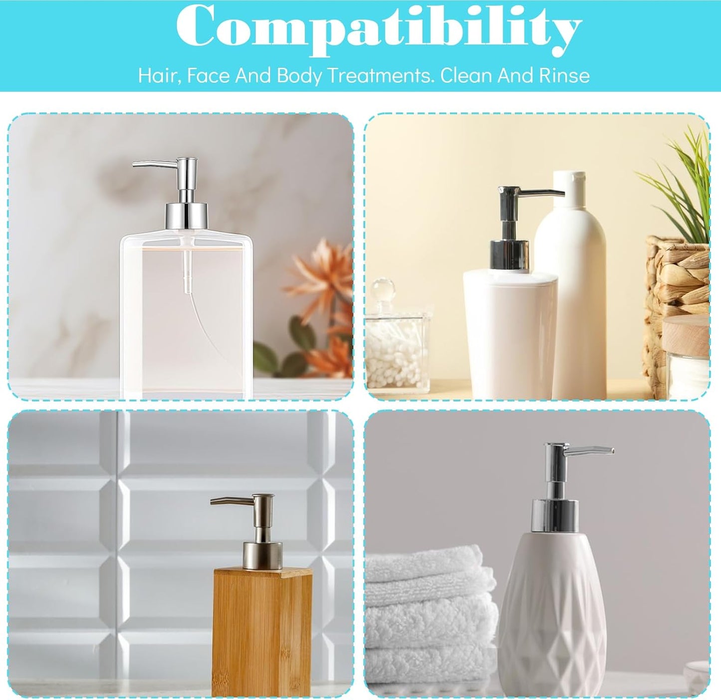 2 Pcs Pumps Lotion Soap Dispenser Replacement Silver Soap Pump Dispenser Head for Liquid Soaps Lotion or Dish Soaps Refill Dispensers for Regular Mouth Plastic Shampoo Bottle