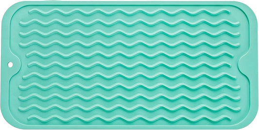 Silicone Dish Drying Mat for Multiple Usage,Easy clean,Eco-friendly,Heat-resistant Silicone Mat for Kitchen Counter or Sink,Refrigerator or Drawer Liner Mint S 12 inches x 6 inches