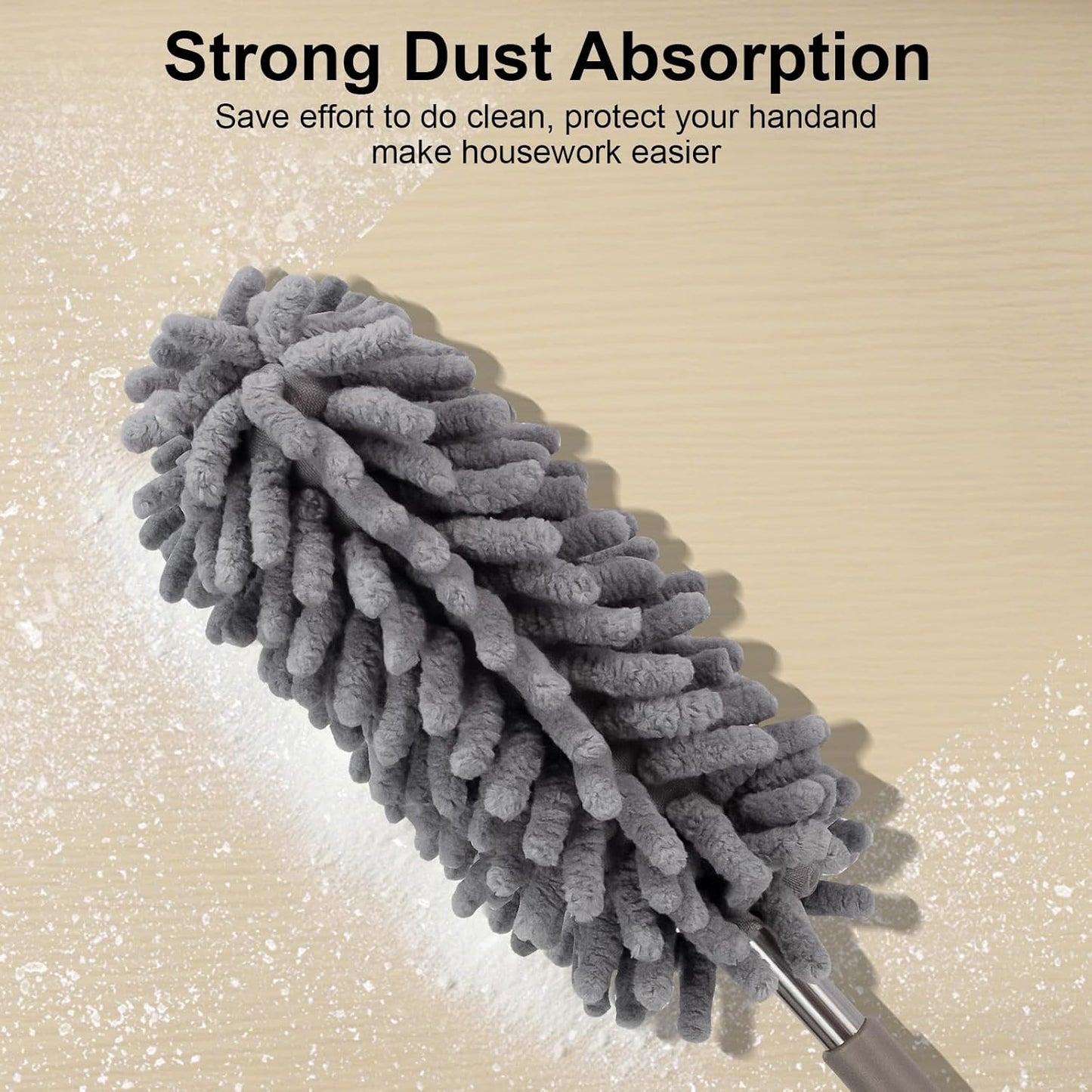 Microfiber Feather Duster for Cleaning,Sheneyron Washable Dusters,with 2pcs Replaceable Microfiber Head,Detachable Cleaning Supplies for Car,Ceiling Fan,Window,Furniture,Office