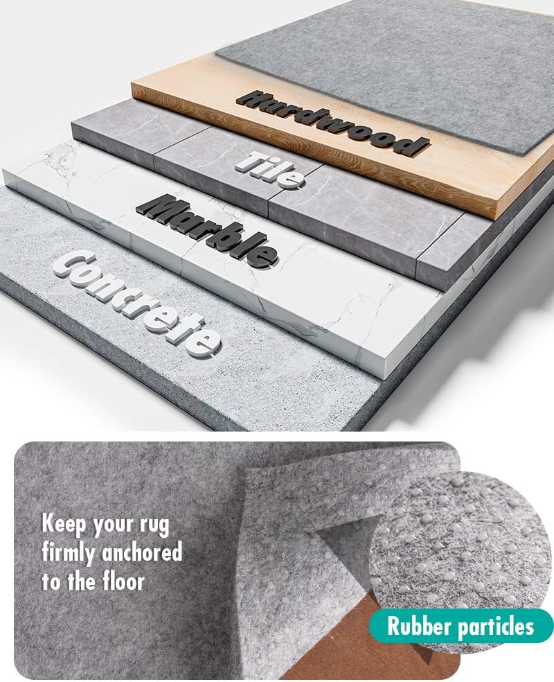 Non Slip Rug Pad Gripper - 2.6x10 Feet 1/8” Extra Thick Felt Under Rug for Runner Rugs and Hardwood Floors,Super Cushioned Non Skid Carpet Padding