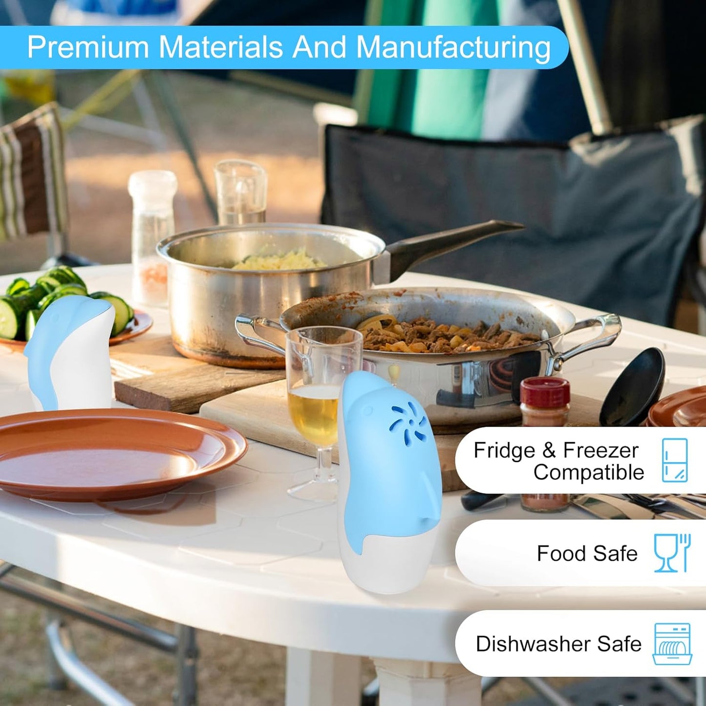 Asltw Upgrade Cute Fridge Deodorizer, Dolphin Fridge Cleaner, Freezer Odor Freshener, Add Baking Soda Reusable Fun Kitchen Gadgets (Blue)