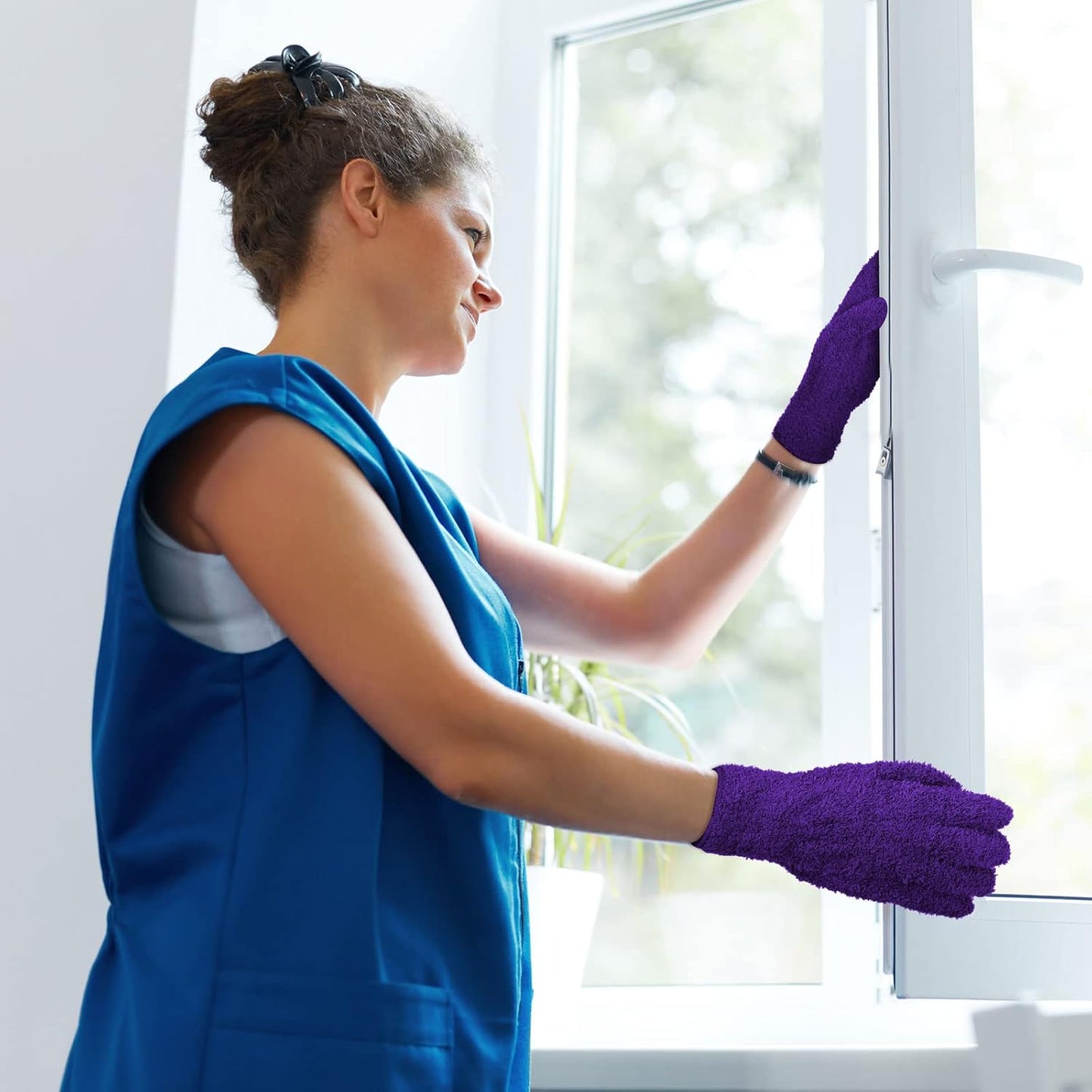 Bencailor 6 Pairs Microfiber Dusting Gloves, Dusting Cleaning Gloves Microfiber Gloves for Plants House Blinds Car Dust Mitt (Bright Color,Medium)