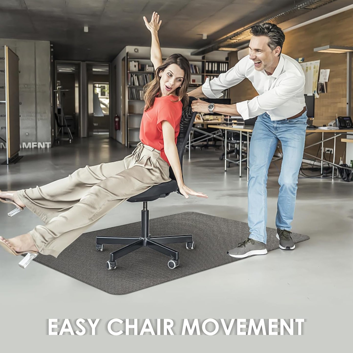 Kuyal Office Chair Mat for Hardwood Floor,44" x 58" Heavy Duty Desk Chair Mat for Office & Home, Anti Slip, Non-Curve Computer Chair Protector Mat, Light Brown