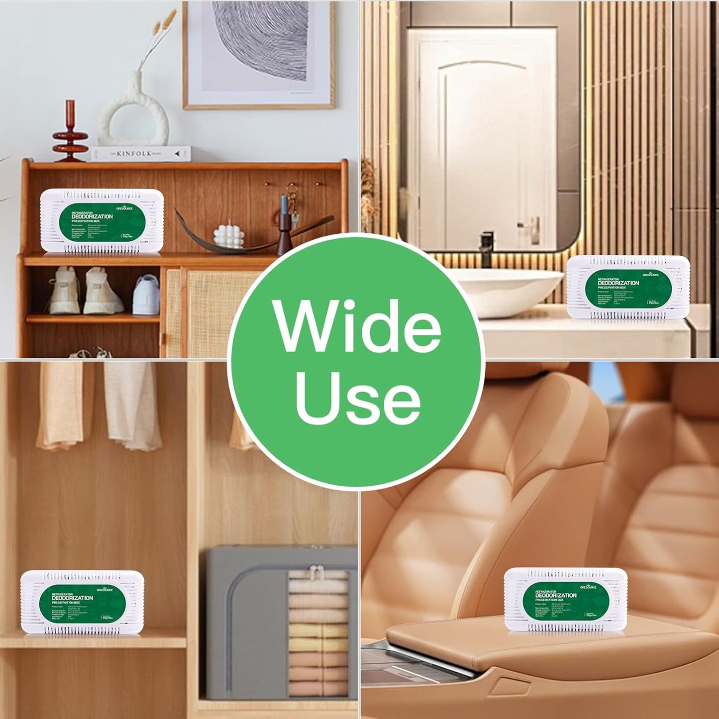 4 Pack Fridge Deodorizer, Refrigerator and Freezer Deodorizer Odor Eliminator Reusable, Unscented Activated Carbon Odor Absorber and Moisture for Freezers, Coolers, Closet and Trash Can