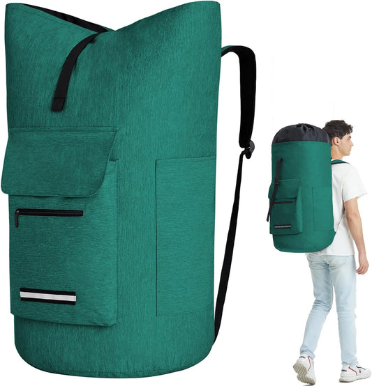 Laundry Backpack with Shoulder Straps，Laundry Bag Extra Large 115L，Laundry Backpack Heavy Duty with 4 Pockets, College Laundry Bags for Dorm Room， Sturdy Clothes Hamper Bags，Laundry Hamper Bag XXL