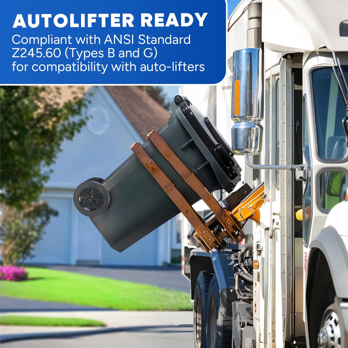 27 Gallon Trash Can with Wheels Plastic Rollout Outdoor Trash Can with Lid Outside Garbage Can with Wheels and Lid Commercial Heavy-Duty Container, Gray