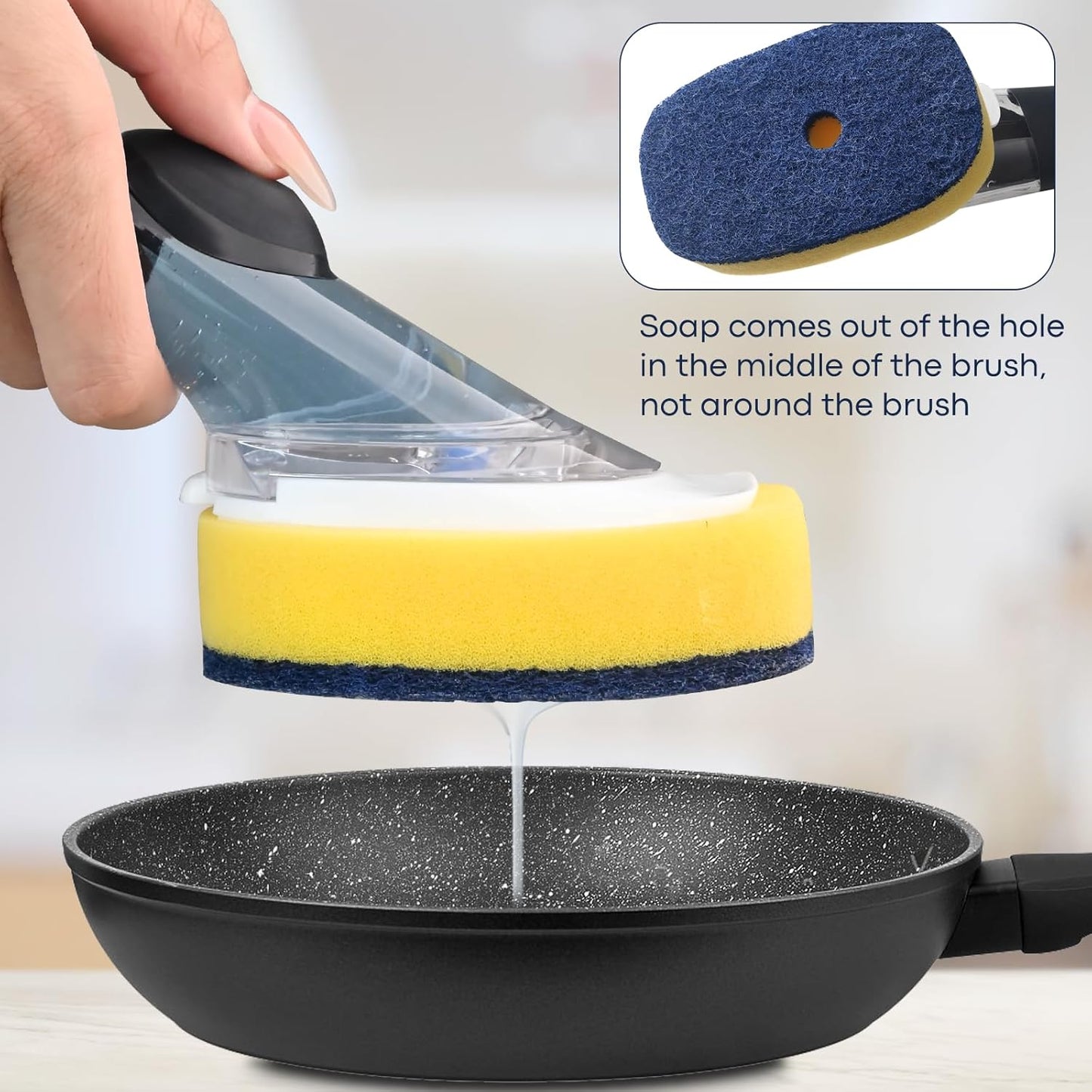 Sponge Brush Refills for OXO Dish Brush, 4 Pack Soap Dispensing Dish Refills, Scrub Replacement Head for Scrubber, Sponge Replacement Head Fits Soap Dispensing Handle