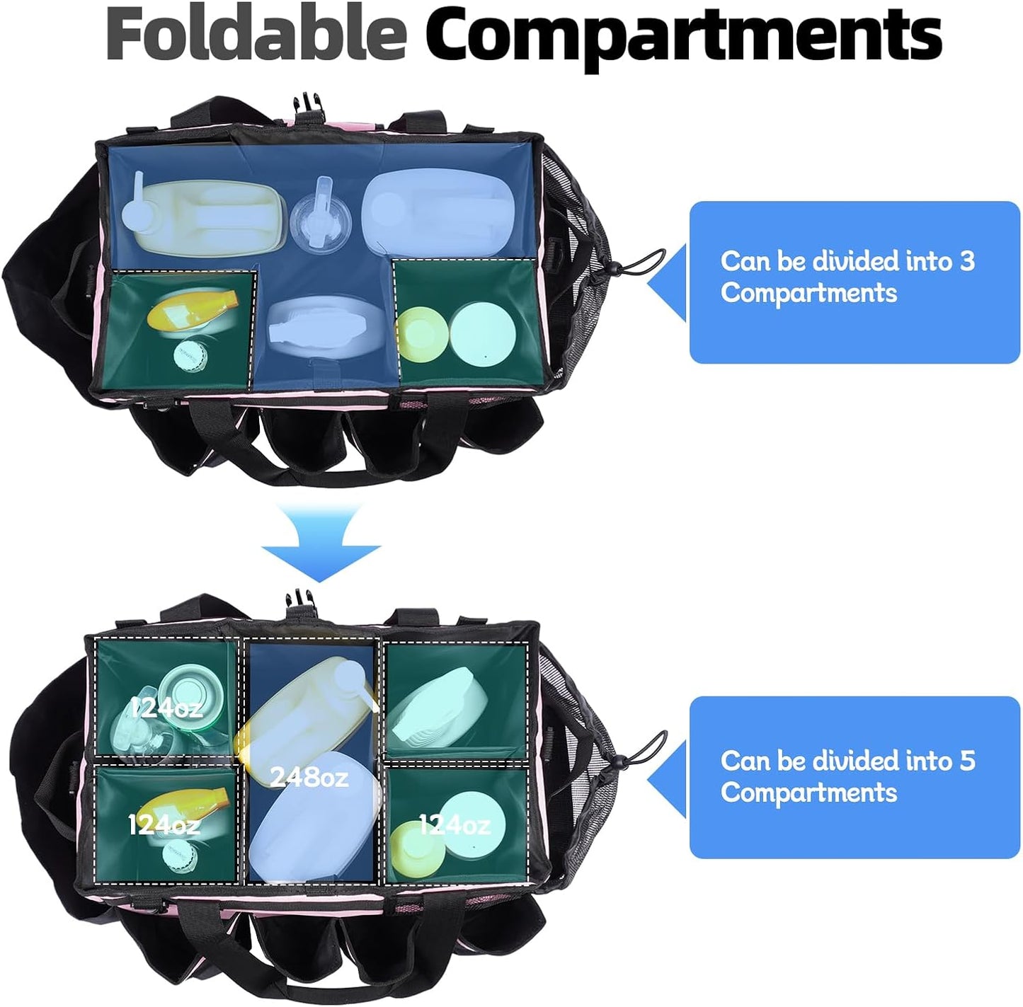 Large Cleaning Caddy, Professional Wearable Supplies Bag for Housekeepers, House Cleaners, and Car Detailing - Organizer Tote With Handle, Pink