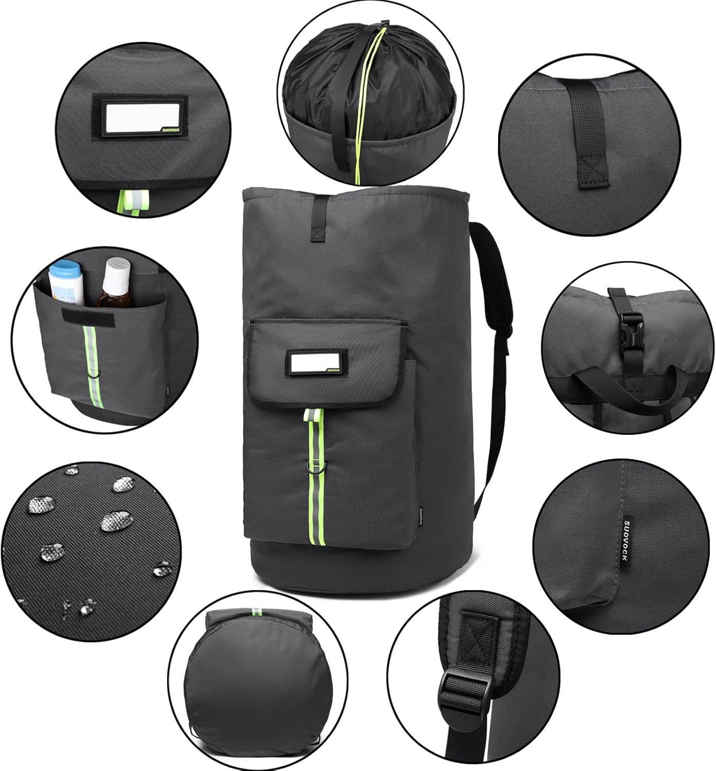 laundry bag backpack,extra-large heavy duty laundry bags,laundry backpack for college students,drawstring closure (charcoal grey laundry bag with straps)